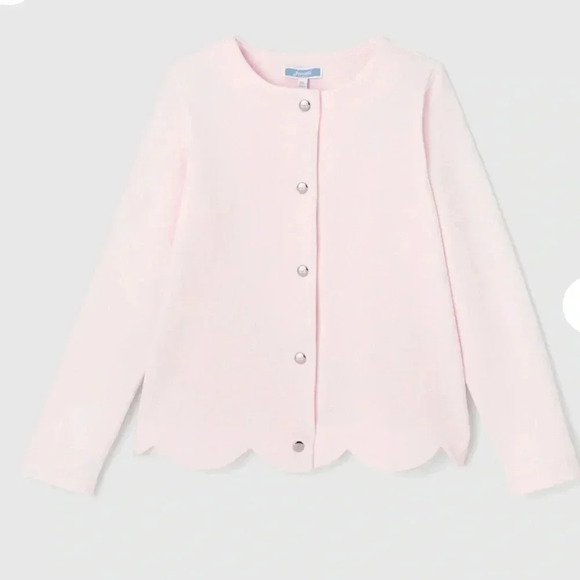 Jacadi Other - Jacadi 18M pink scallop hem cardigan with silver button closure
